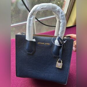Michael Kors Navy Leather Tote Bag